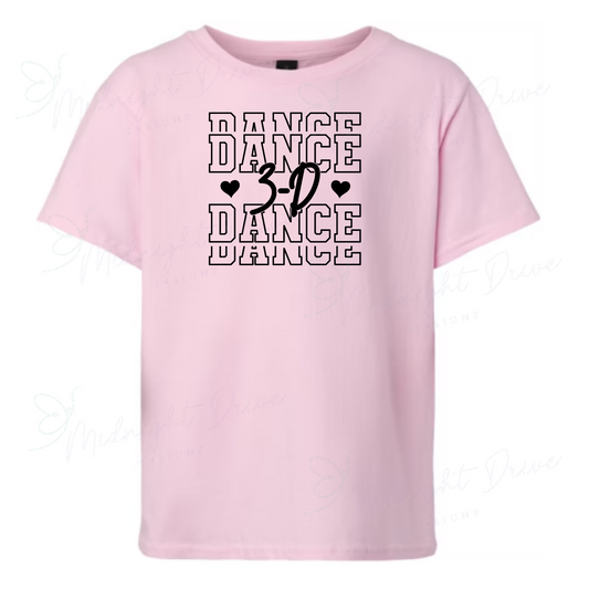 3-D Dance | Heart T-Shirt | Adult | Multiple Color Options