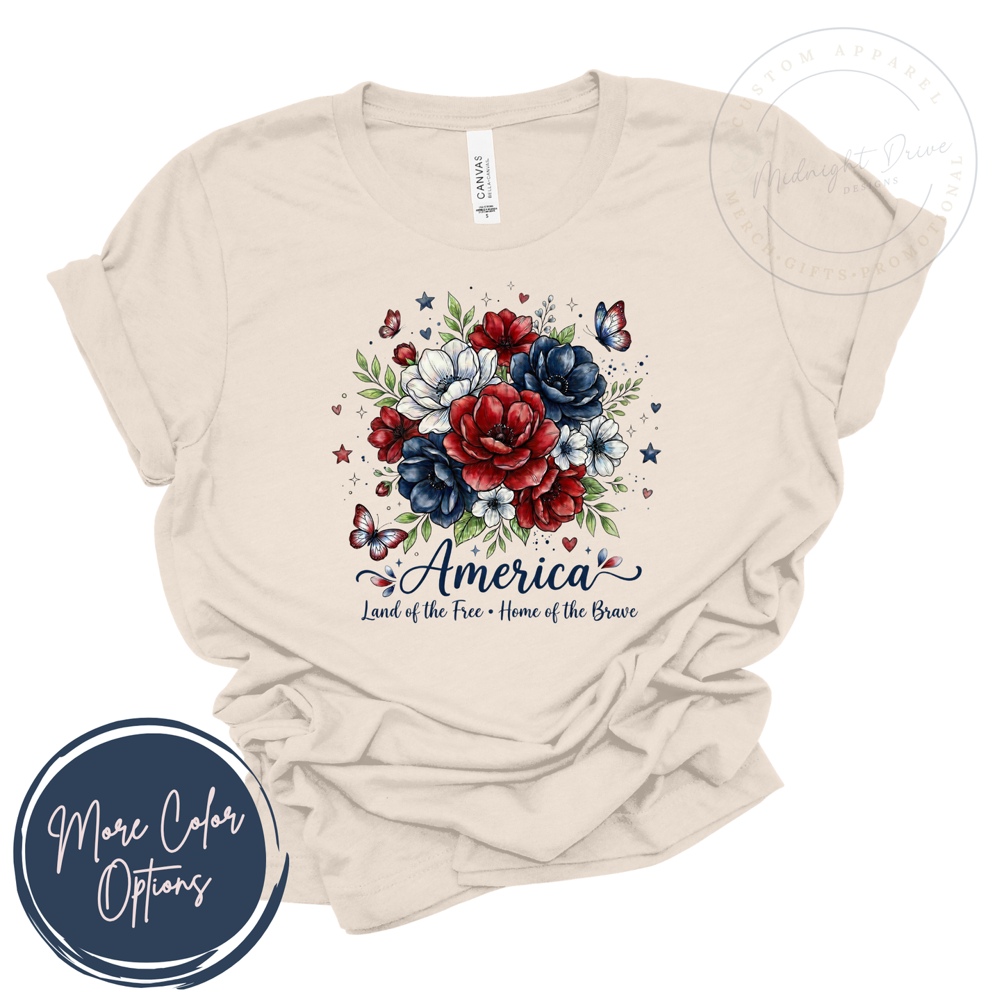 America | Flowers | Butterflies | Unisex T-shirt