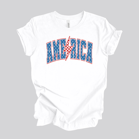 America | Red | White | Blue | Lightning | Unisex T-Shirt