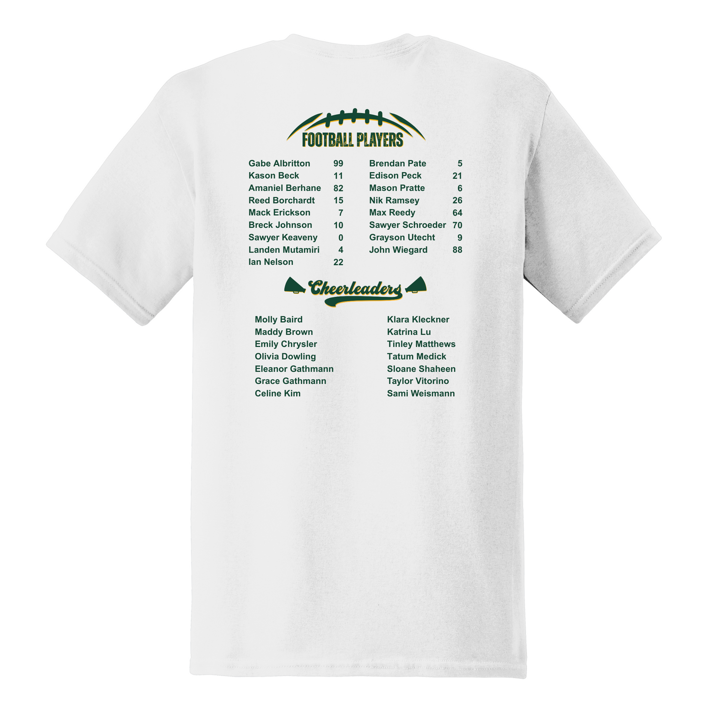 Bears Football | Gildan | Softstyle | Front and Back | White Unisex T-Shirt | Adult and Youth Sizes