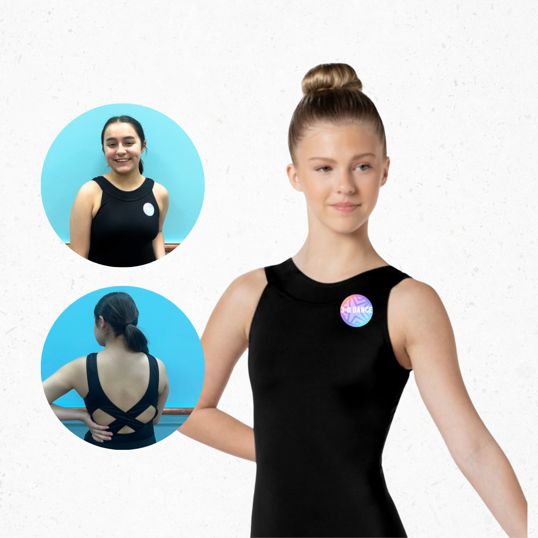 Boat Neck Cross Back Leotard - Black