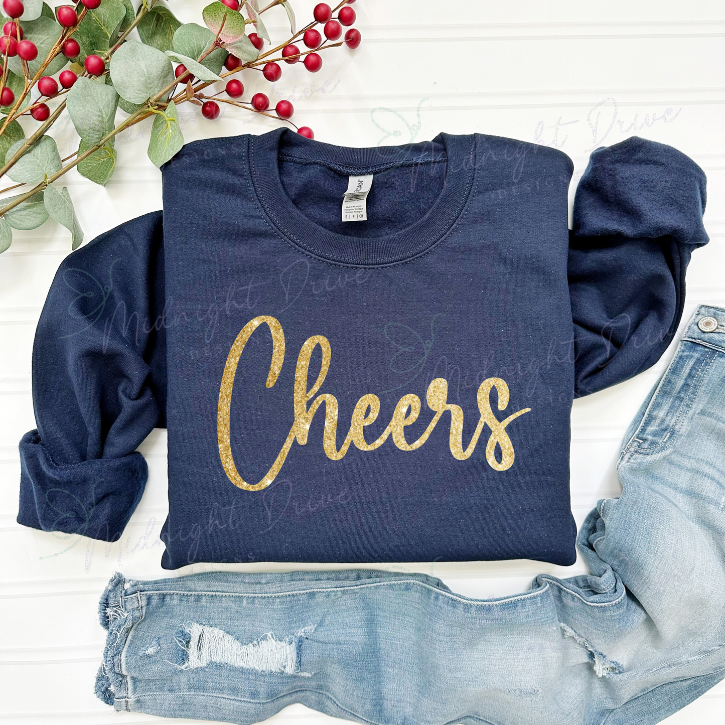 Cheers | Gold | Glitter | Unisex Sweatshirt
