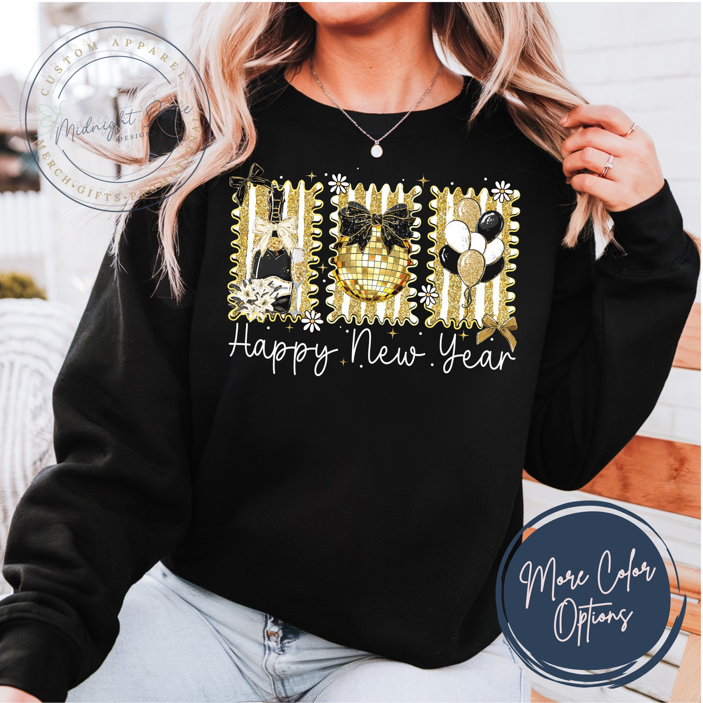 Happy New Year | Champagne | Disco Ball | Balloons | Unisex Sweatshirt