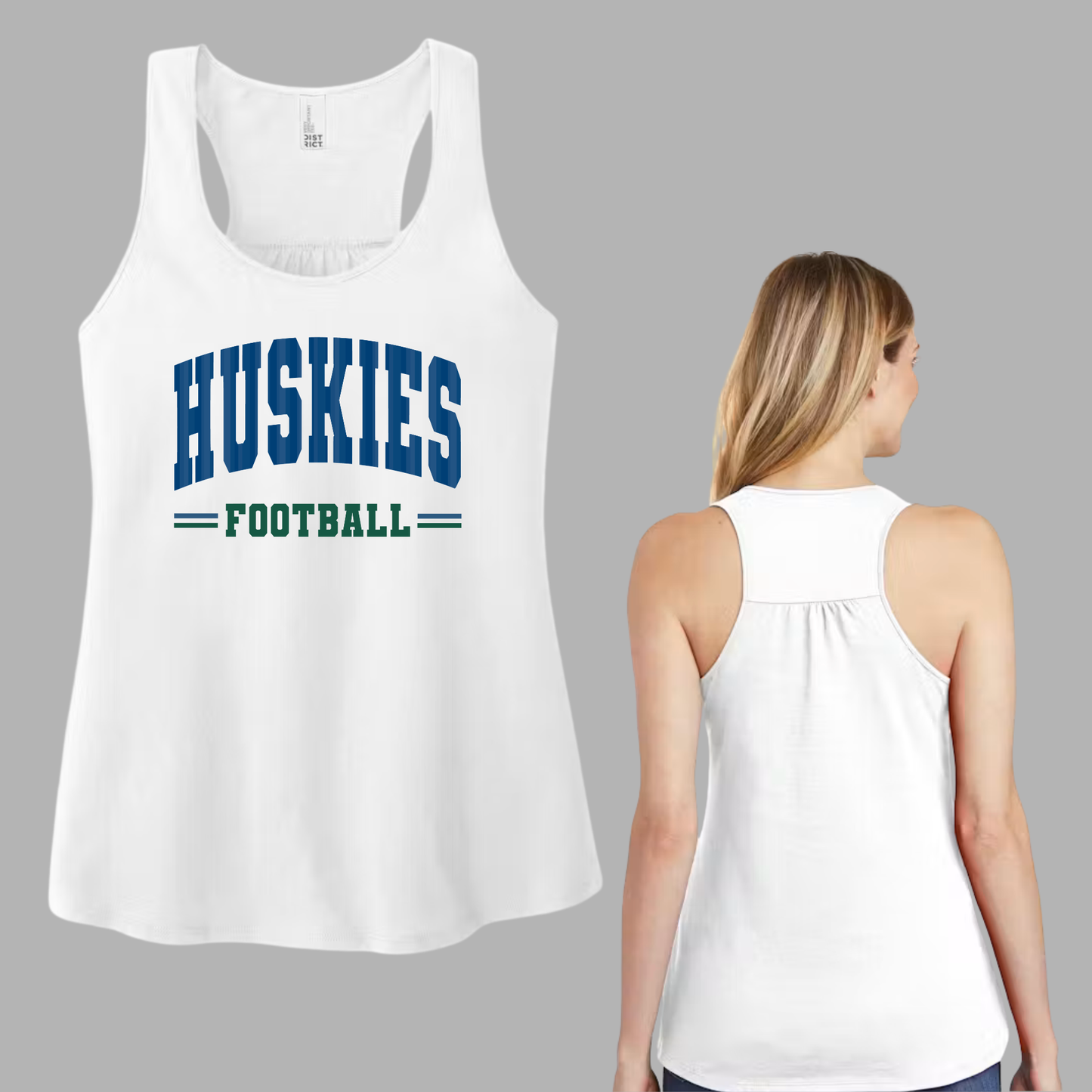 Huskies Football Arched | White District Racerback Tank | Adult