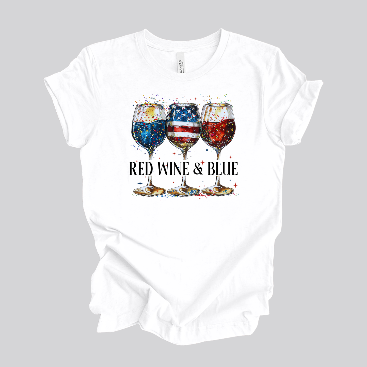 Red Wine & Blue | Wine Glasses | White | Unisex T-Shirt