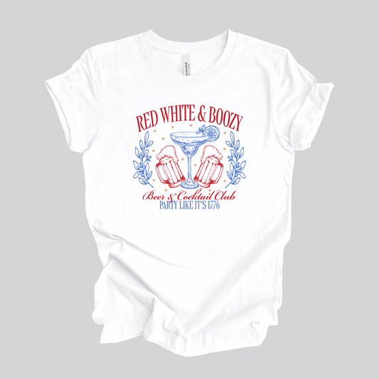 Red White & Boozy | Beer & Cocktail Club | White | Unisex T-Shirt