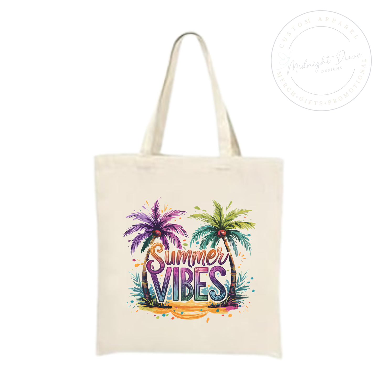 Summer Vibes | Purple | Green | Natural | Tote Bag