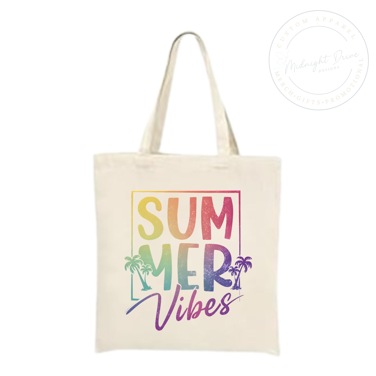 Summer Vibes | Rainbow Gradient | Natural | Tote Bag