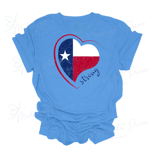 Texas Strong | Distressed | Heart Flag | Unisex T-Shirt