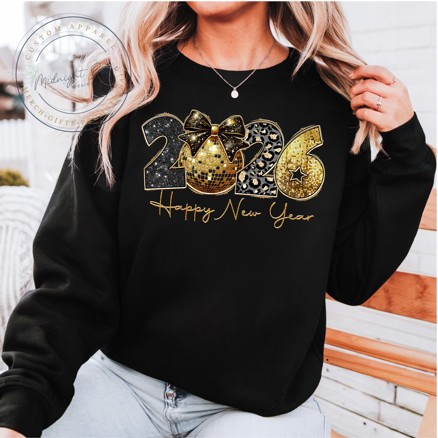 Black | Gold | 2026 | Happy New Year | Black Unisex Sweatshirt