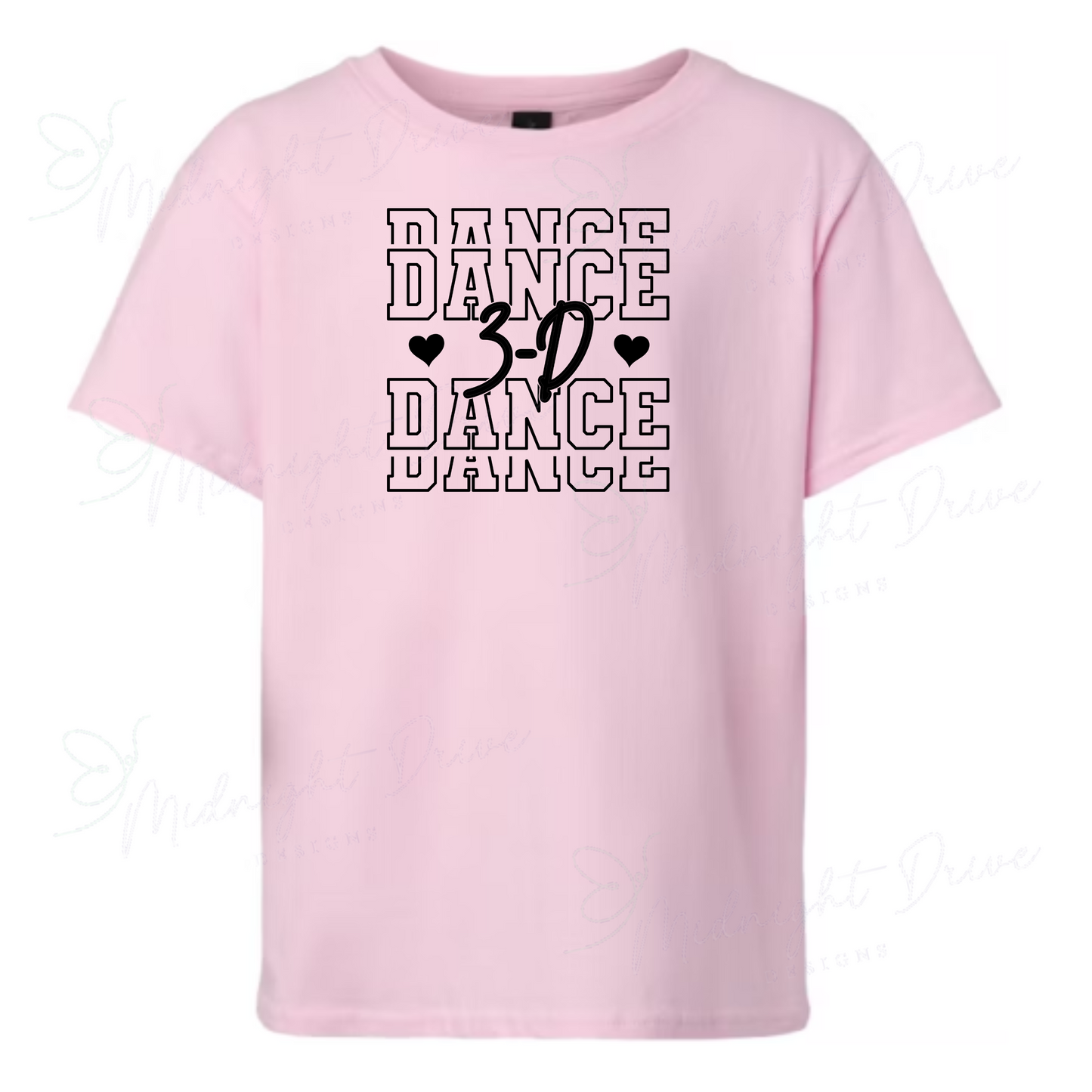 3-D Dance | Heart T-Shirt | Youth | Multiple Color Options