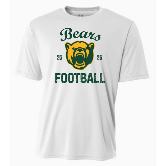 Bears Football | A4 | Cooling Performance Crew | White T-Shirt | Adult and Youth Sizes