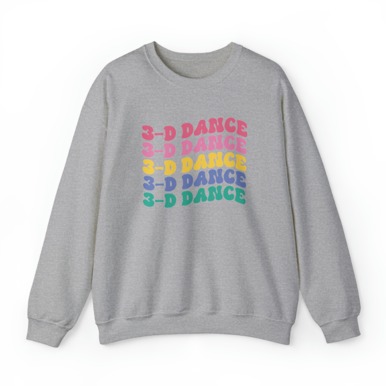 3-D Dance Wave Adult Crewneck Sweatshirt *Multiple Color Options*