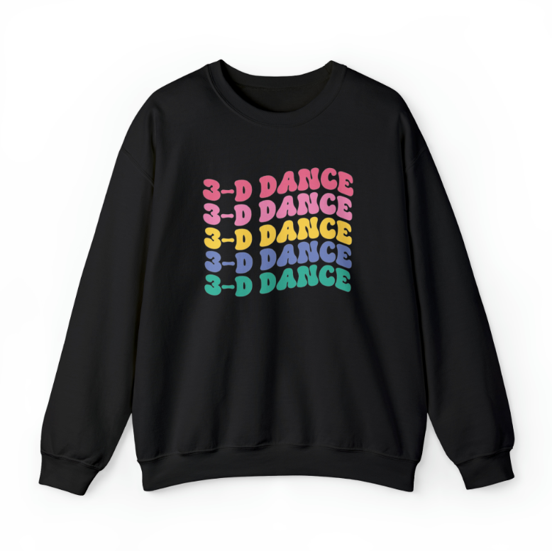 3-D Dance Wave Adult Crewneck Sweatshirt *Multiple Color Options*