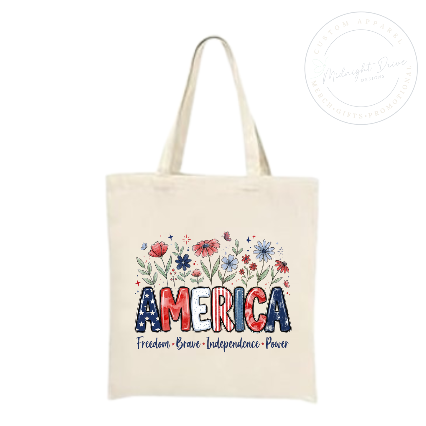 America | Flowers | Natural | Tote Bag