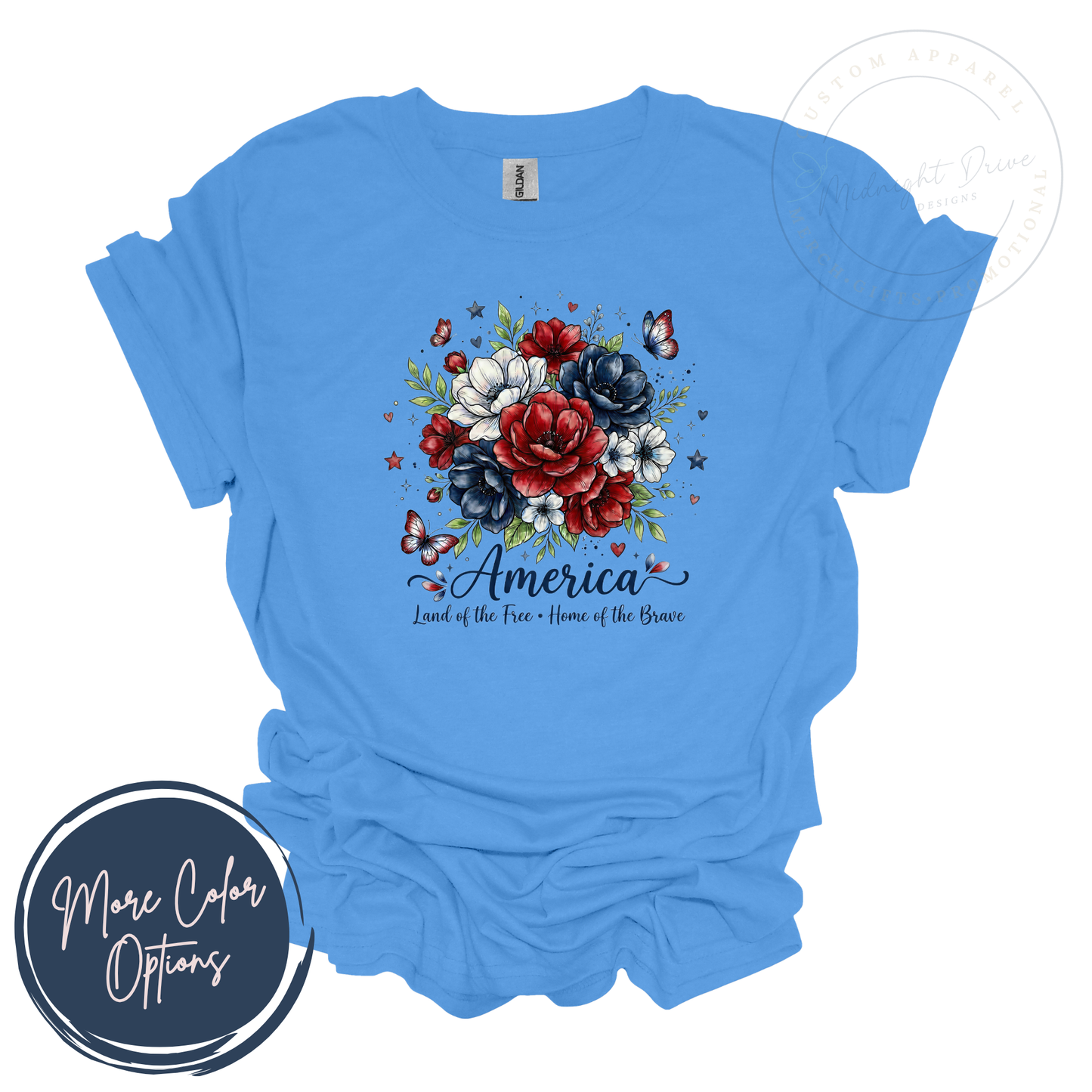 America | Flowers | Butterflies | Unisex T-shirt