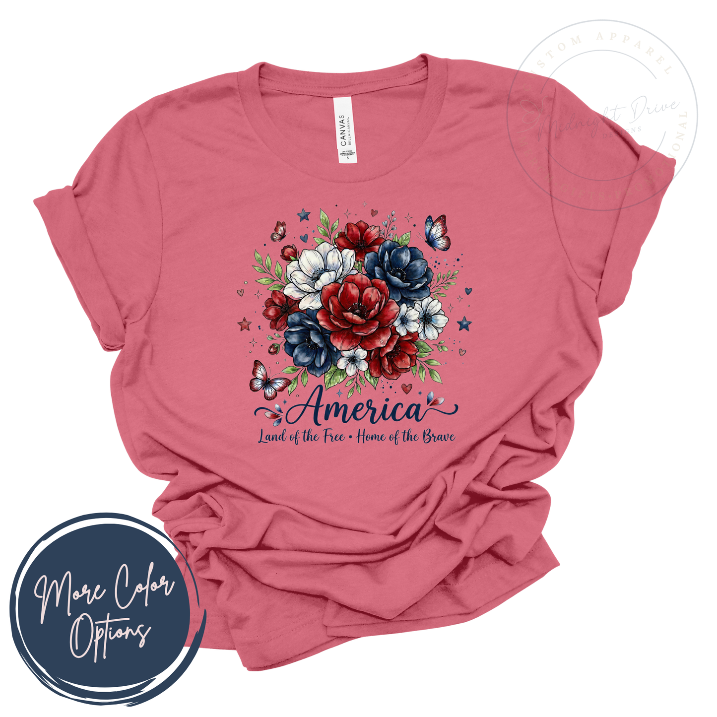 America | Flowers | Butterflies | Unisex T-shirt