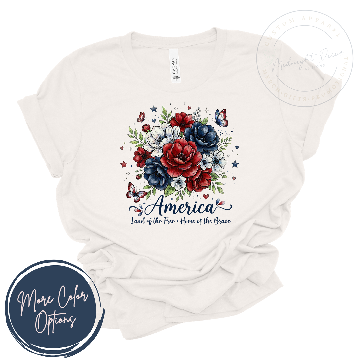 America | Flowers | Butterflies | Unisex T-shirt