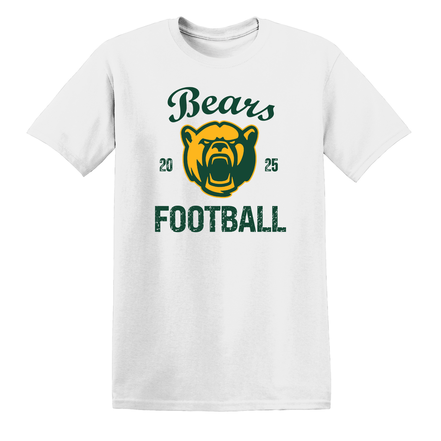 Bears Football | Gildan | Softstyle | Front and Back | White Unisex T-Shirt | Adult and Youth Sizes