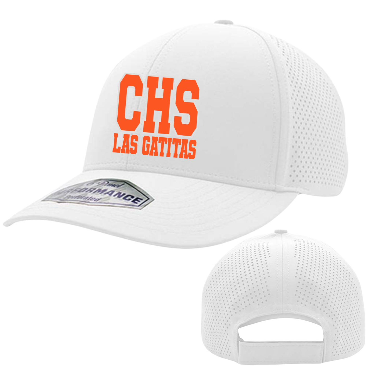 Las Gatitas Arched | CHS Las Gatitas | Bobcats Arched | White | Perforated Performance Hat | Multiple Design Options