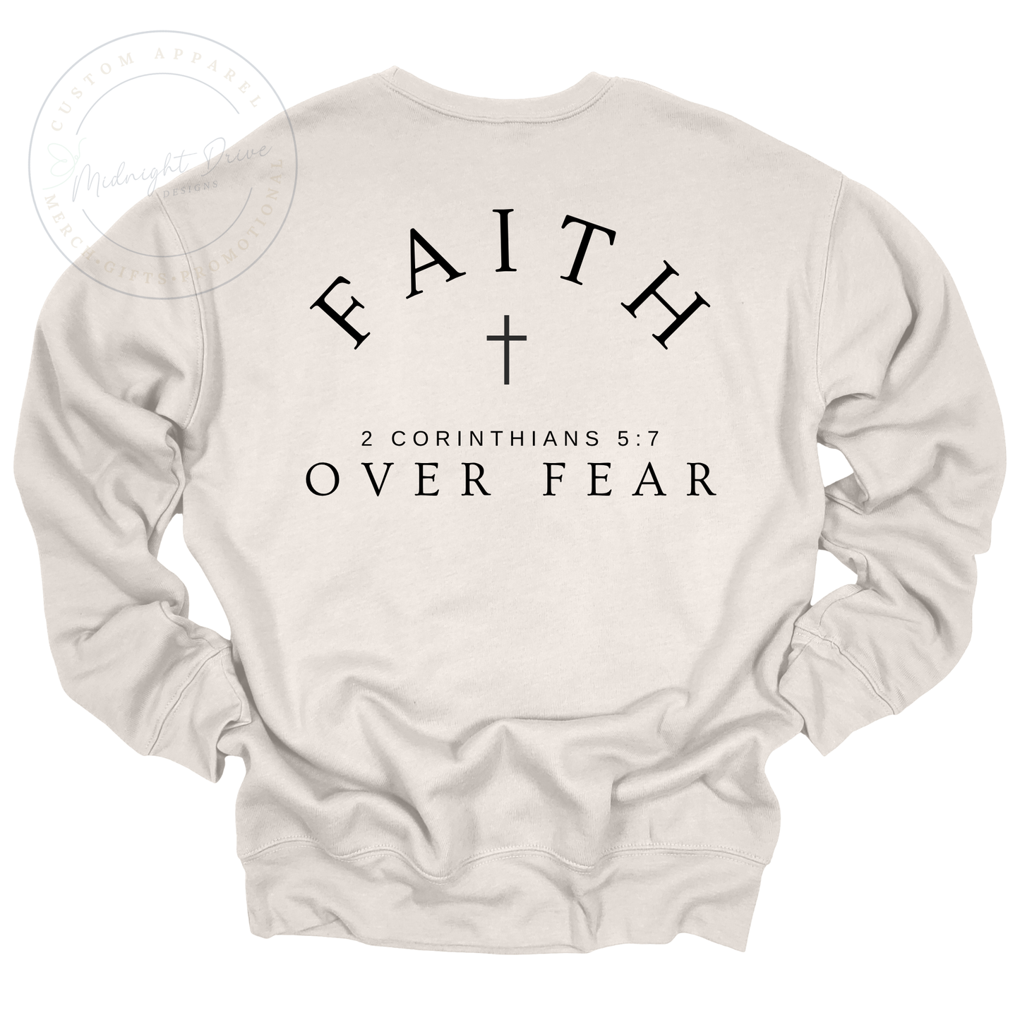 Faith Over Fear Back | Cross Front | Unisex Sweatshirt | Heather Dust