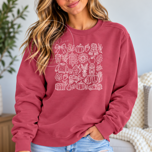 Fall Sketch | Comfort Colors | Sweatshirt | Multiple Color Options
