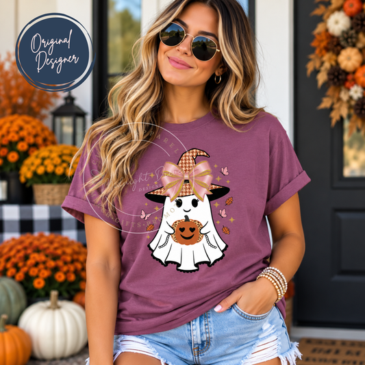Ghost | Gingham Hat | Adult T-Shirt