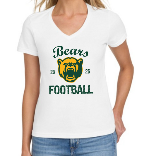 Bears Football | Gildan | Softstyle | Front and Back | White Women's V-Neck