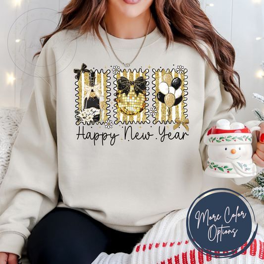 Happy New Year | Champagne | Disco Ball | Balloons | Unisex Sweatshirt