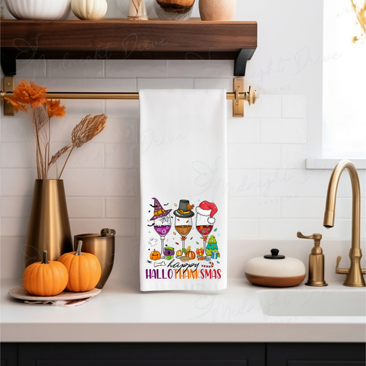 Happy Hallowthanksmas | Tea Towel