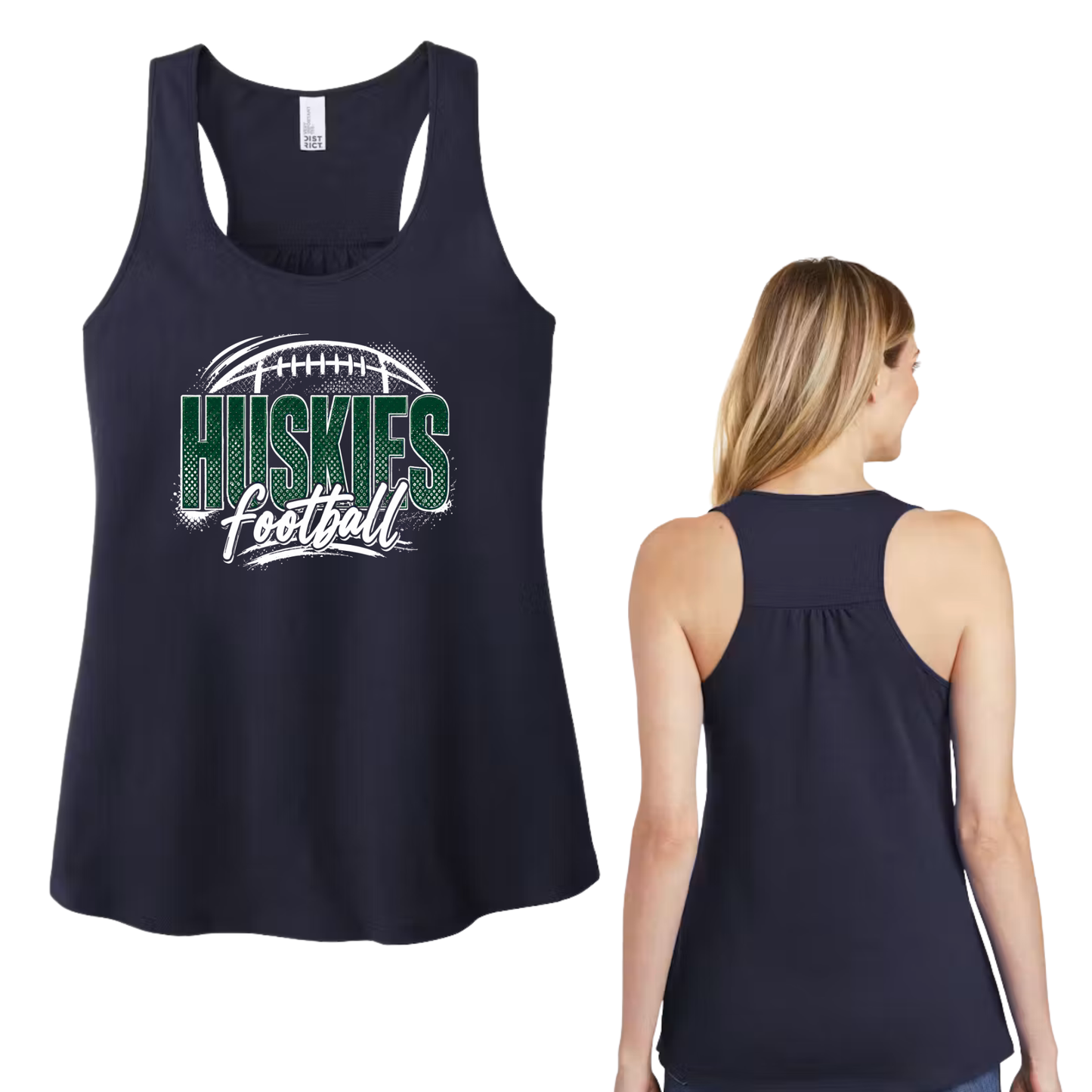 Huskies Football Distressed | Navy District Racerback Tank | Adult