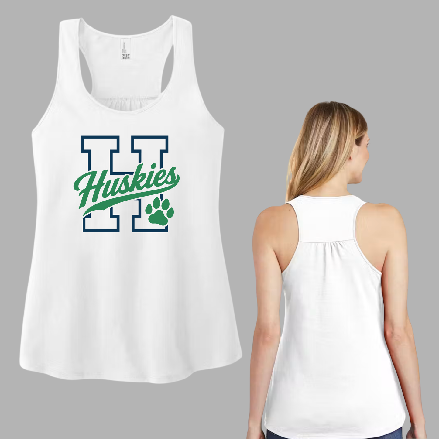 Huskies Paw | White District Racerback Tank | Adult
