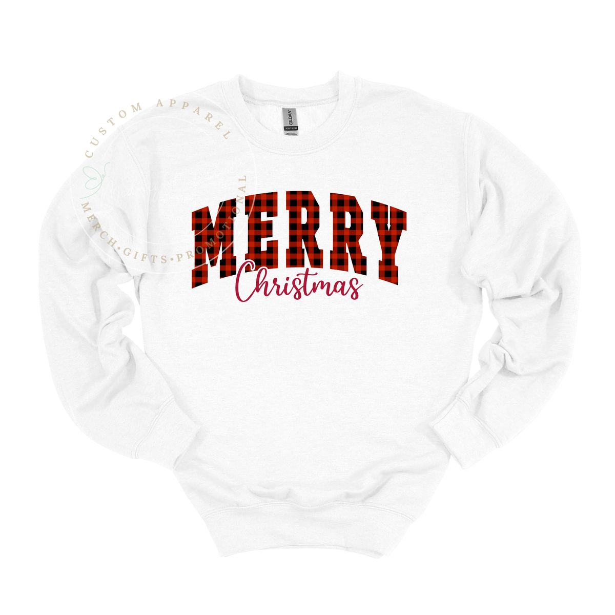 Merry Christmas | Varsity Letters | Red Buffalo | Adult Sweatshirt | Multiple Color Options