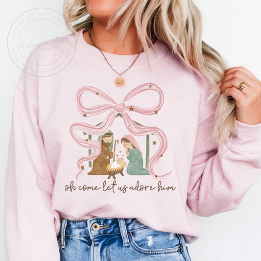 Oh Come Let Us Adore Him | Nativity | Unisex Sweatshirt | Mulitple Color Options