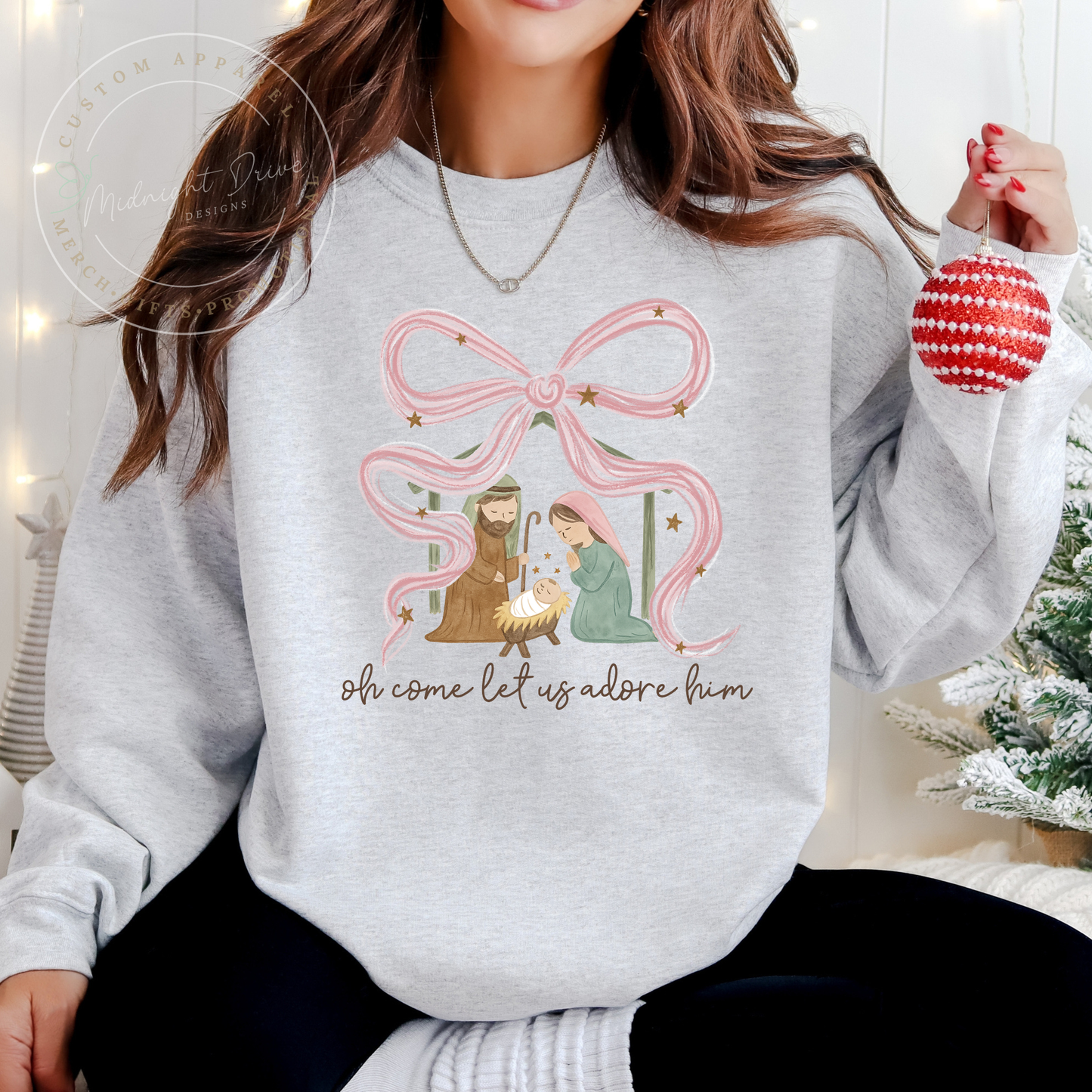Oh Come Let Us Adore Him | Nativity | Unisex Sweatshirt | Mulitple Color Options
