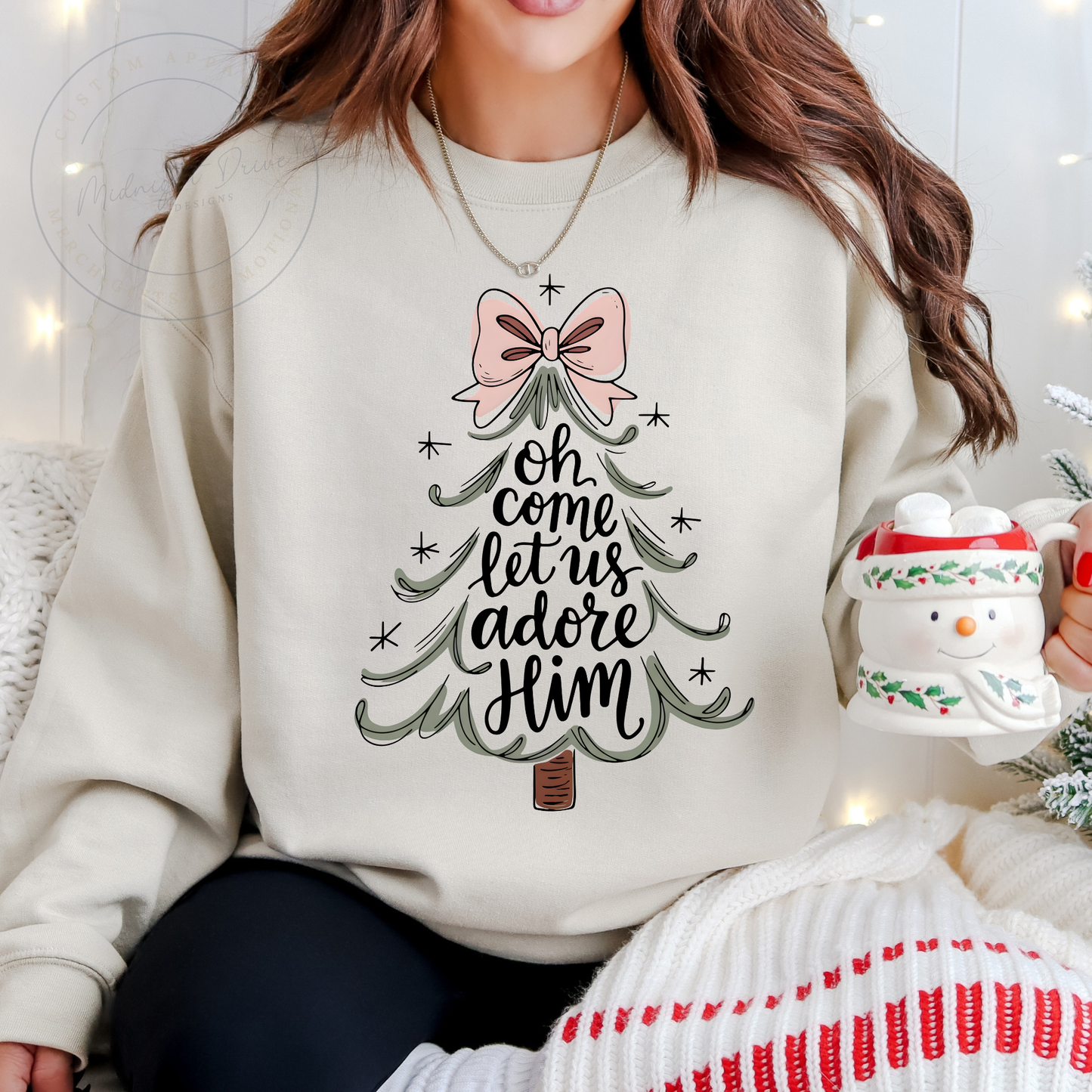 Oh Come Let Us Adore Him | Christmas Tree | Unisex Sweatshirt | Multiple Color Options