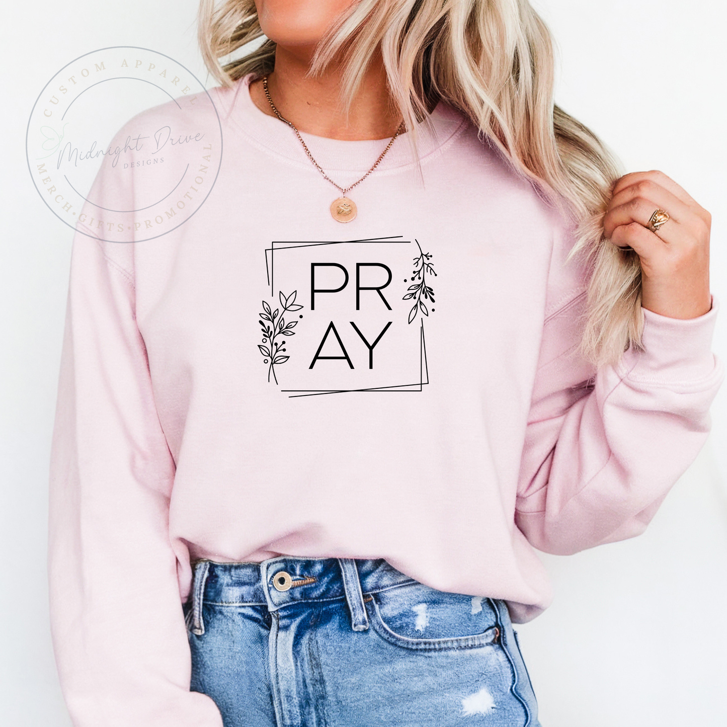 Pray | Floral | Framed | Unisex Sweatshirt | Multiple Color Options