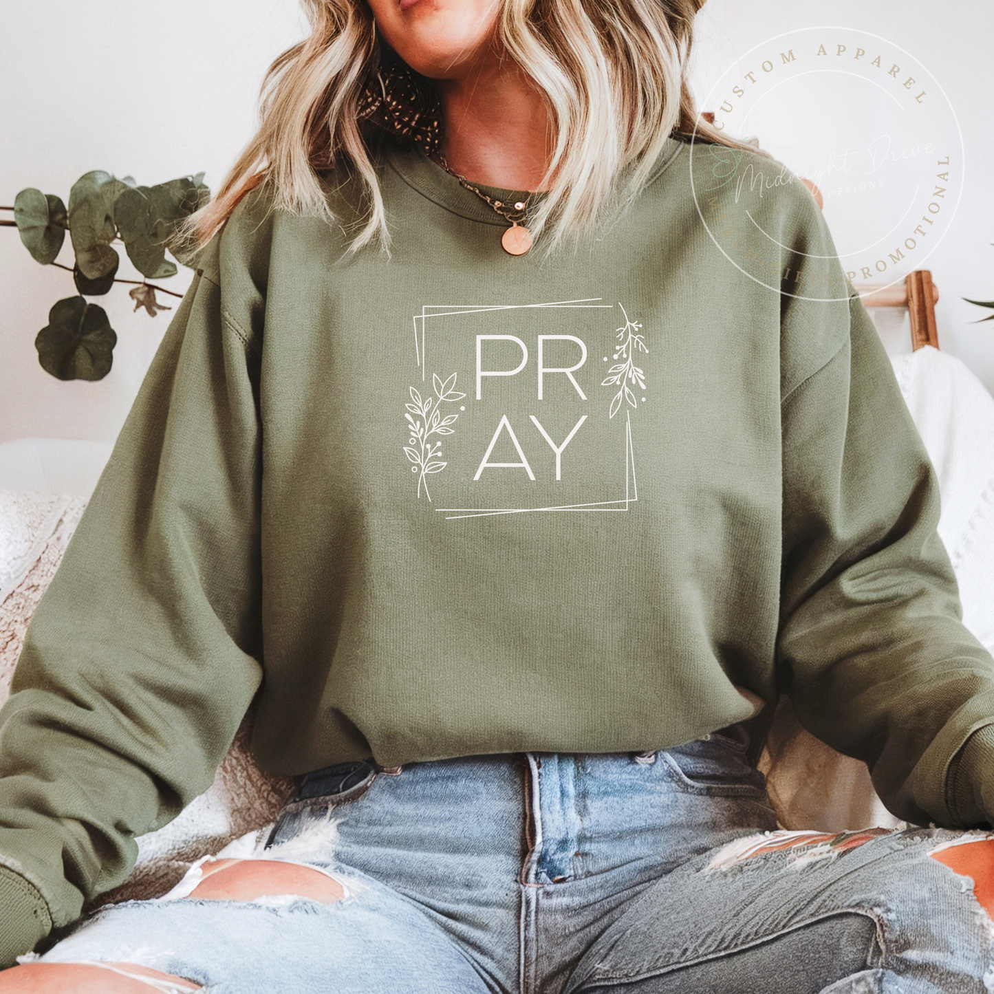 Pray | Floral | Framed | Unisex Sweatshirt | Multiple Color Options