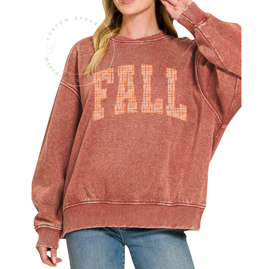 Fall | Patterned | Acid Wash | Oversized Fleece | Rust Sweatshirt
