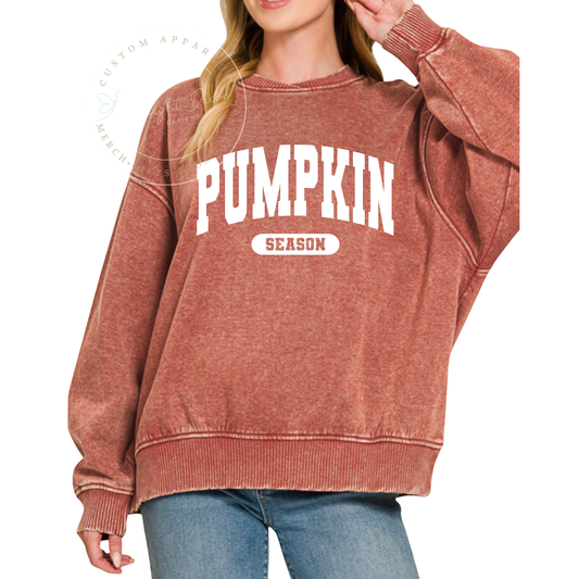 Pumpkin Season | Acid Wash | Oversized Fleece | Rust Sweatshirt