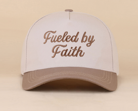 Fueled by Faith | Two-Tone | Beige | Embroidered | Canvas | Cap