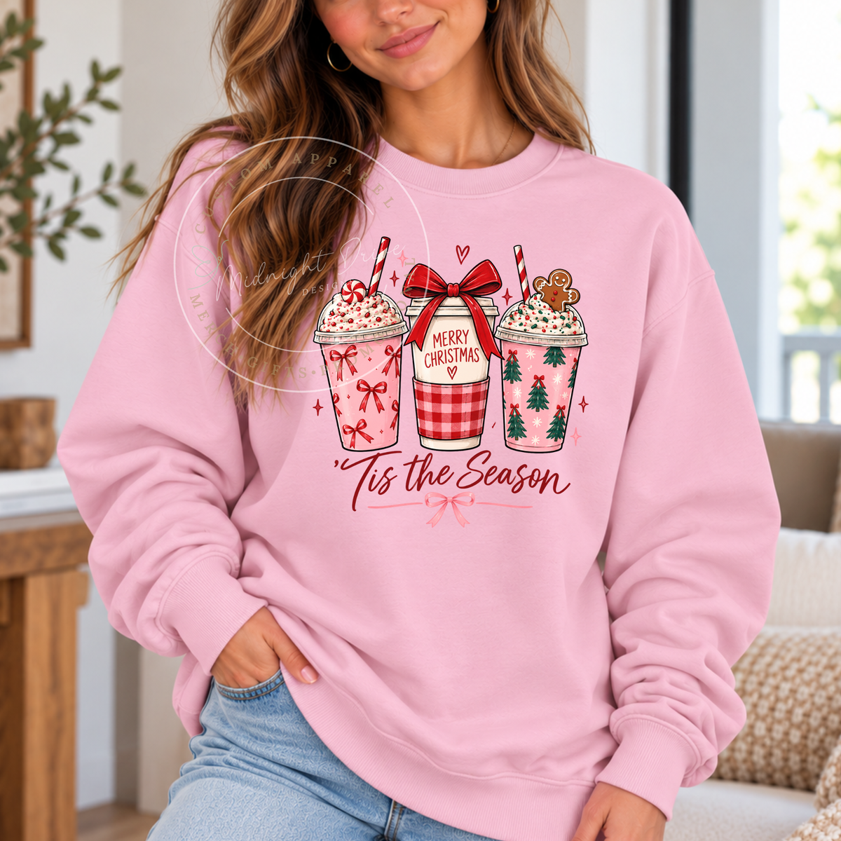 'Tis the Season | Pink Drinks | Adult Sweatshirt | Multiple Color Options