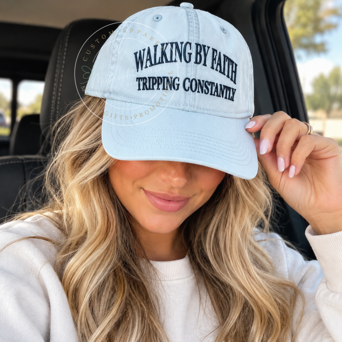 Walking By Faith | Tripping Constantly | Comfort Colors | Chambray | Hat