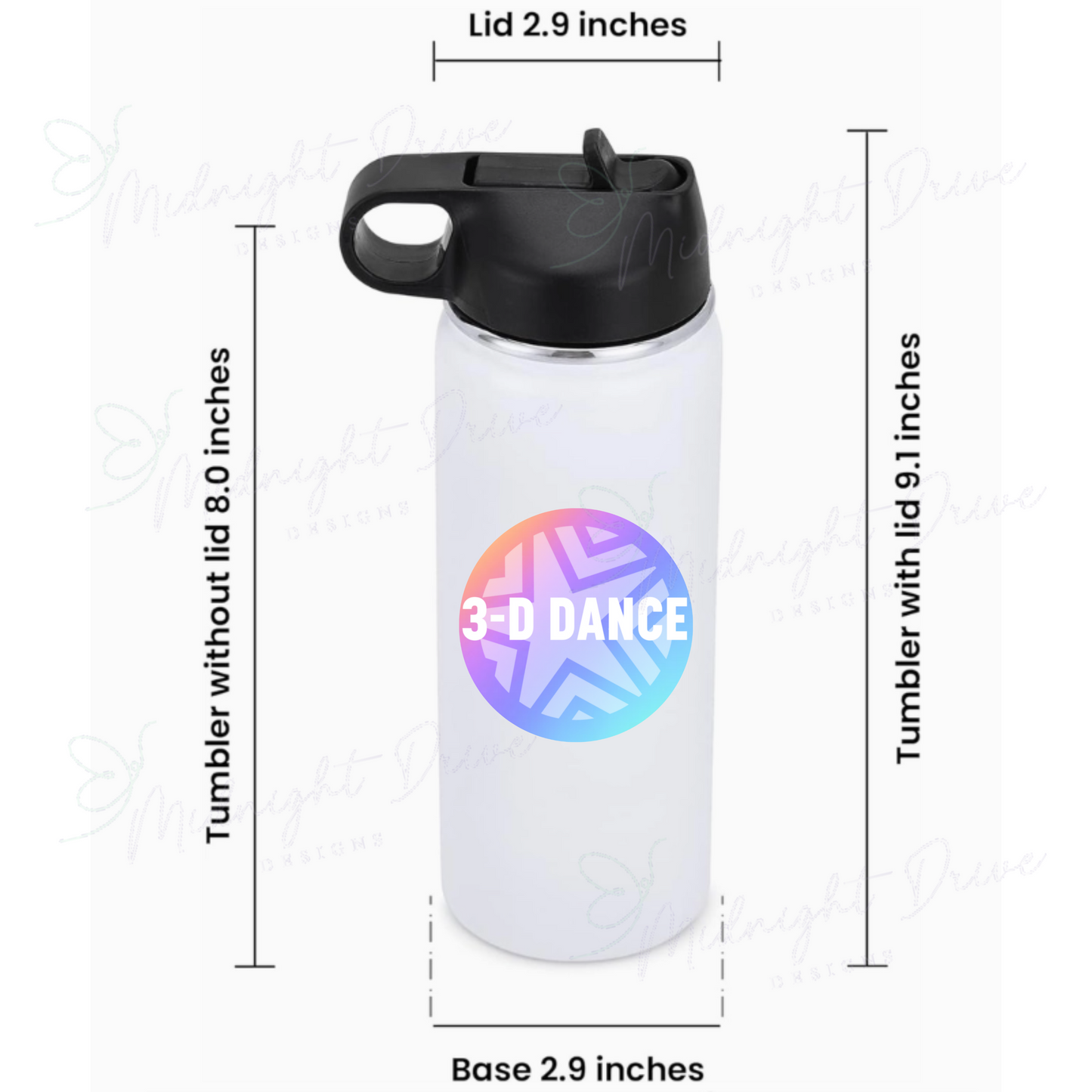 3-Dance Yellow/Pink Stainless Steel Water Bottle - 18oz.