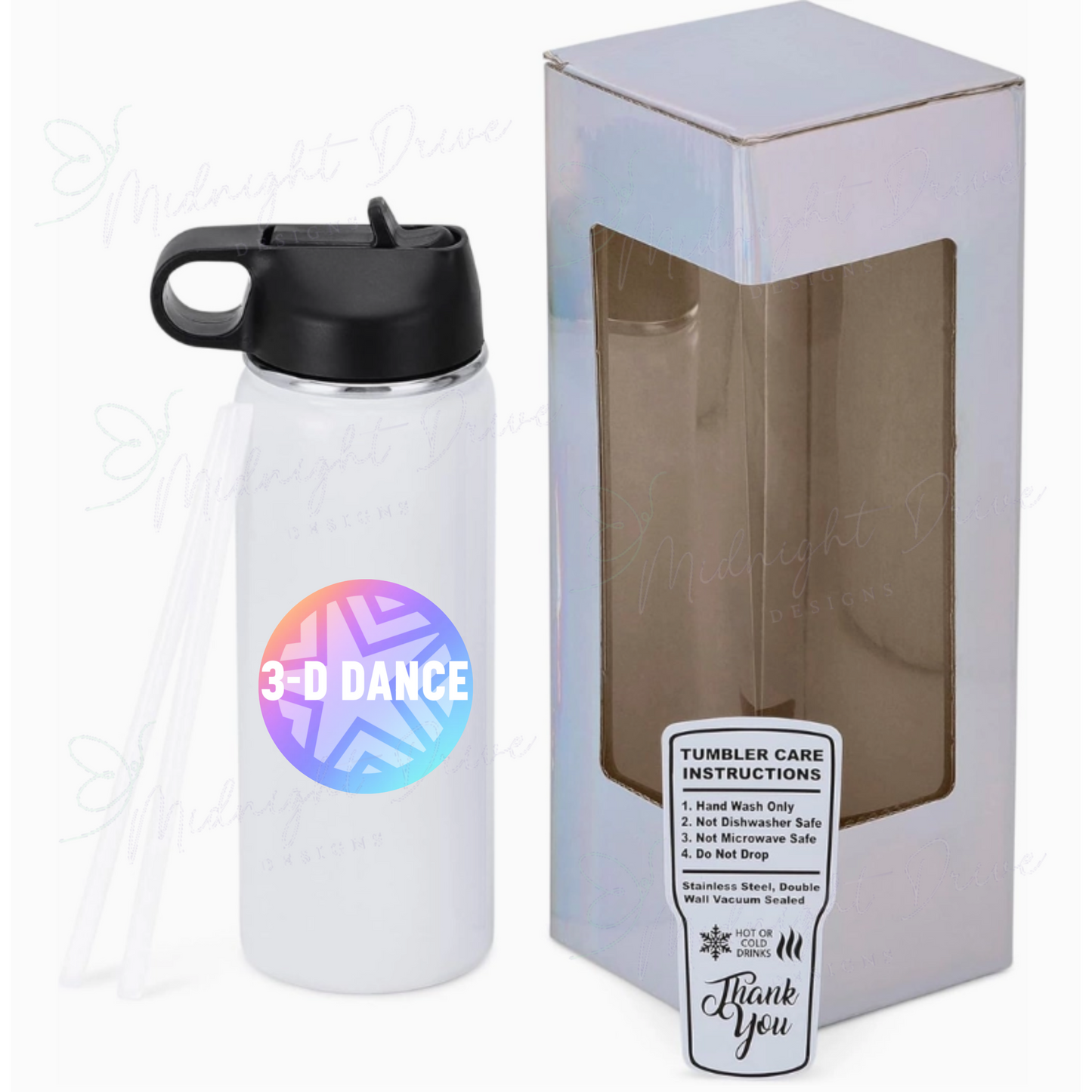 3-Dance Yellow/Pink Stainless Steel Water Bottle - 18oz.